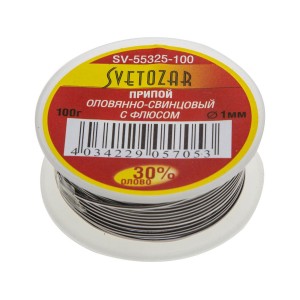 Припой оловянно-свинцовый, 30% Sn / 70% Pb, 100гр СВЕТОЗАР SV-55325-100