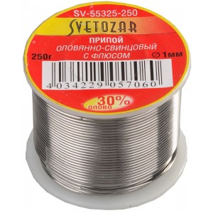 Припой оловянно-свинцовый, 30% Sn / 70% Pb, 250гр СВЕТОЗАР SV-55325-250