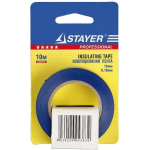 Изолента ПВХ 15 мм х 10 м синяя Stayer 12292-B-15-10