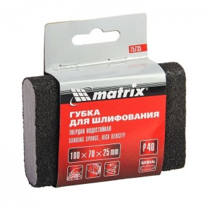 Губка для шлифования 100х70х25 мм твердая овал P40 Matrix 75735