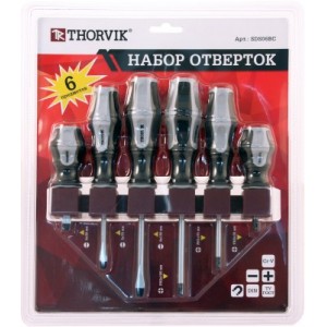 Набор отверток стержневых 6 предметов держатель Thorvik SDS06BC