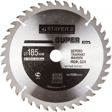 Диск пильный MASTER "SUPER-Line" по дереву, 185х20мм, 40Т Stayer 3682-185-20-40