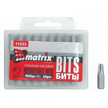 Набор бит PH3х25 мм односторонние 20 шт MATRIX 11353 