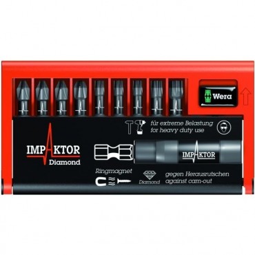 Набор бит 10 предметов и держателей Impaktor WERA WE-057682