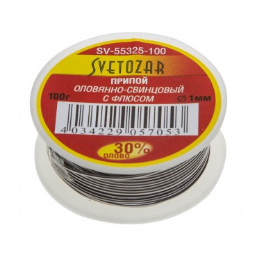 Припой оловянно-свинцовый, 30% Sn / 70% Pb, 100гр СВЕТОЗАР SV-55325-100