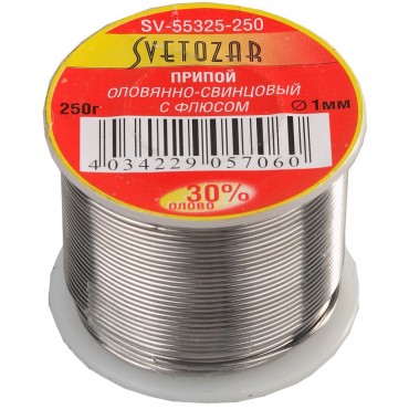 Припой оловянно-свинцовый, 30% Sn / 70% Pb, 250гр СВЕТОЗАР SV-55325-250