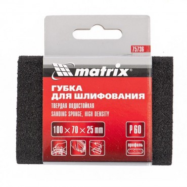 Губка для шлифования 100х70х25 мм твердая овал P60 Matrix 75736