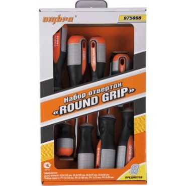 Набор отверток 8 предметов стержневые ROUND GRIP Ombra 975008