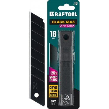 Лезвия сменные для строительных ножей 18 мм BLACK MAX Kraftool 09602-18-S10